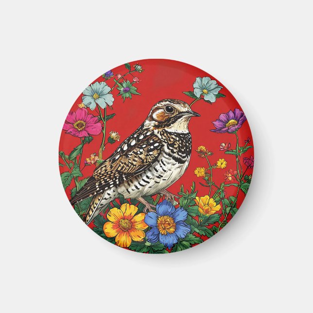 Aimant Illustration détaillée d'un oiseau grive (Devant)