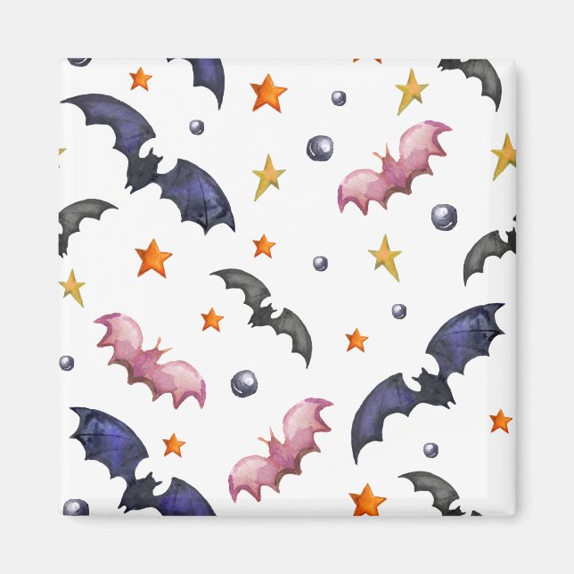 Aimant Illustration d'Halloween avec chauve-souris et éto (Devant)