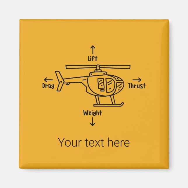 Aimant Illustration d'hélicoptère Avion pilote (Devant)