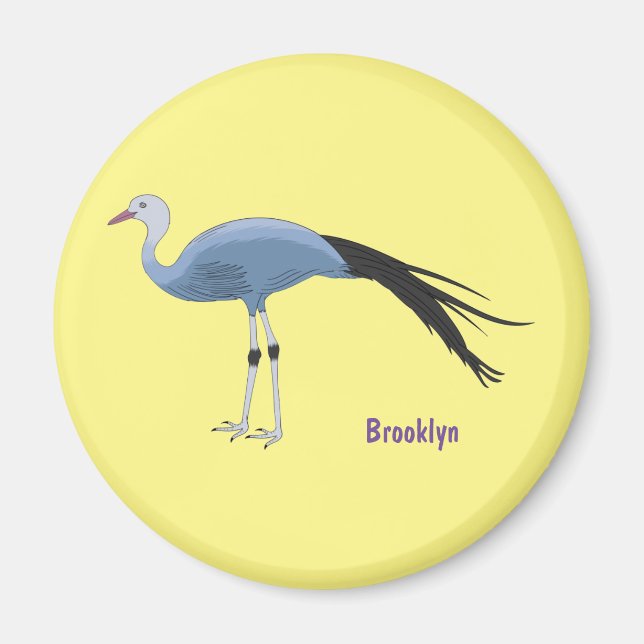 Aimant Illustration d'oiseau de grue bleue (Devant)