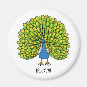 Aimant Illustration d'oiseau de paon brillant