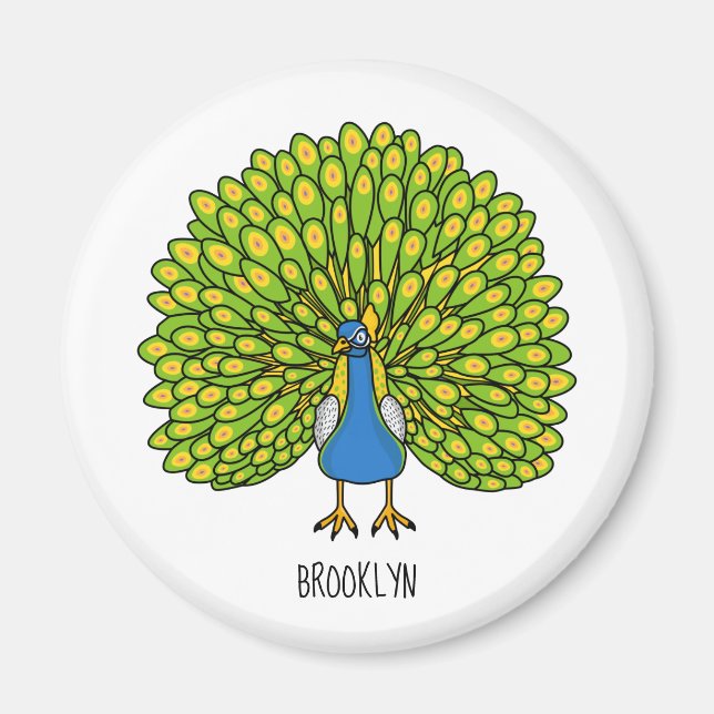 Aimant Illustration d'oiseau de paon brillant (Devant)