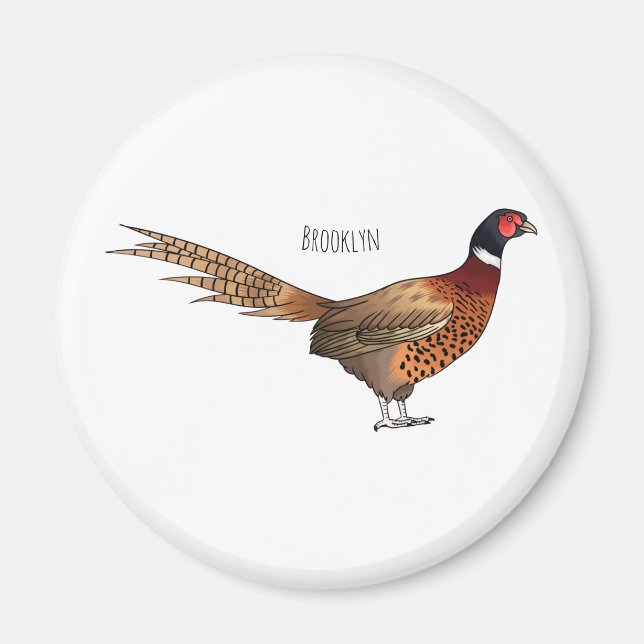 Aimant Illustration d'oiseau faisan à cou circulaire (Devant)