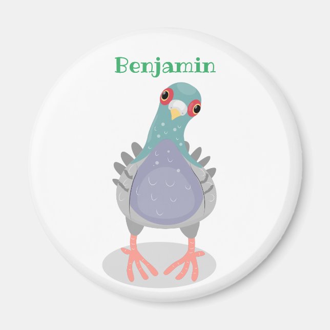 Aimant Illustration drôle de pigeon curieux (Devant)