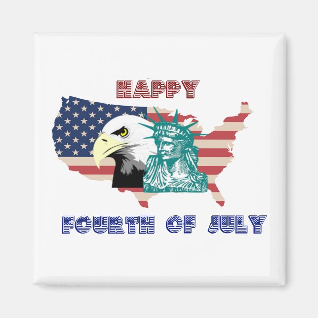 Aimant Illustration du 4 juillet de l'aigle de la liberté (Devant)