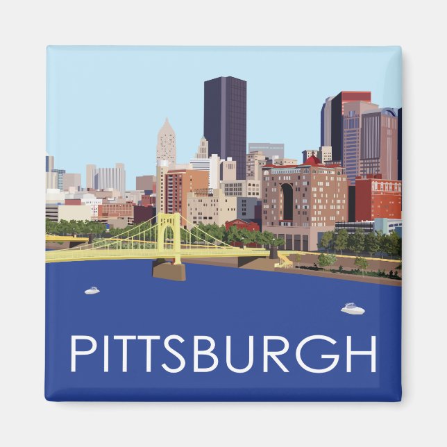 Aimant Illustration du cool Pittsburgh Skyline Computer (Devant)