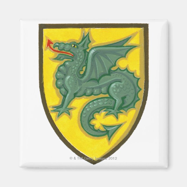 Aimant Illustration du dragon vert qui sort du rouge (Devant)