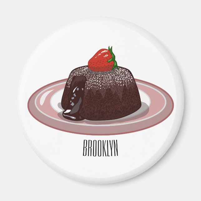 Aimant Illustration du gâteau de lave au chocolat (Devant)