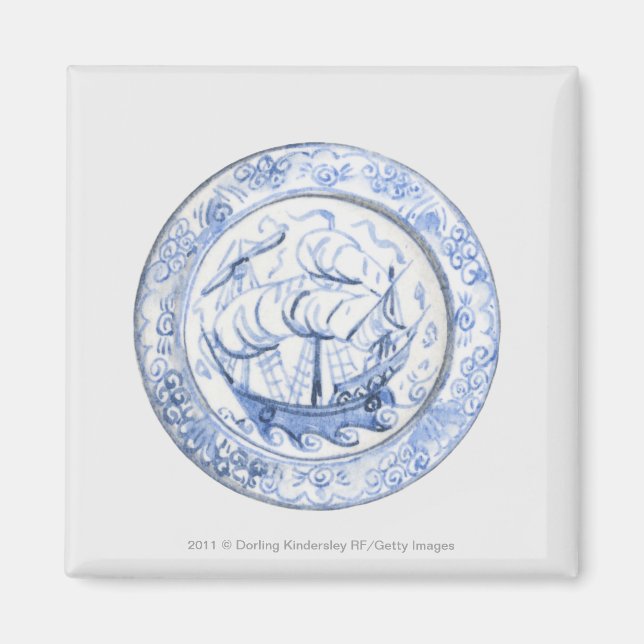 Aimant Illustration du navire sur la plaque Iznik du 16e  (Devant)