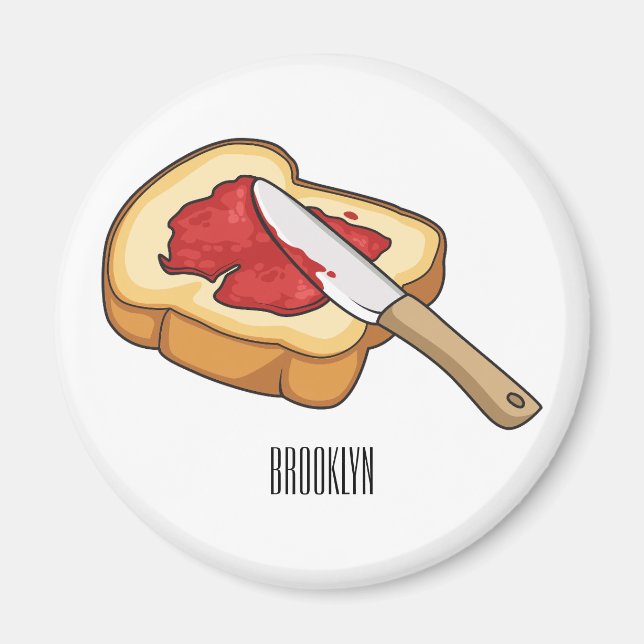 Aimant Illustration du pain et de la confiture (Devant)