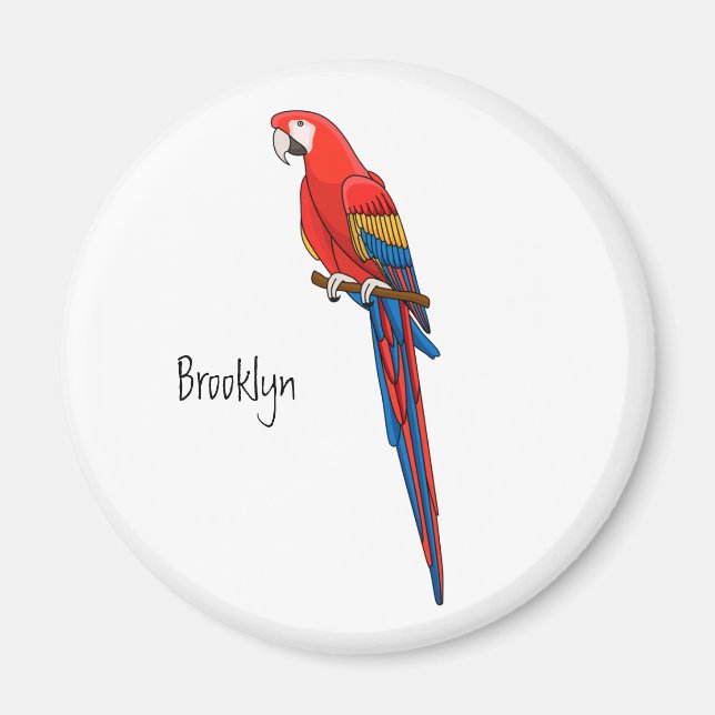 Aimant Illustration du perroquet de macaw Scarlet (Devant)