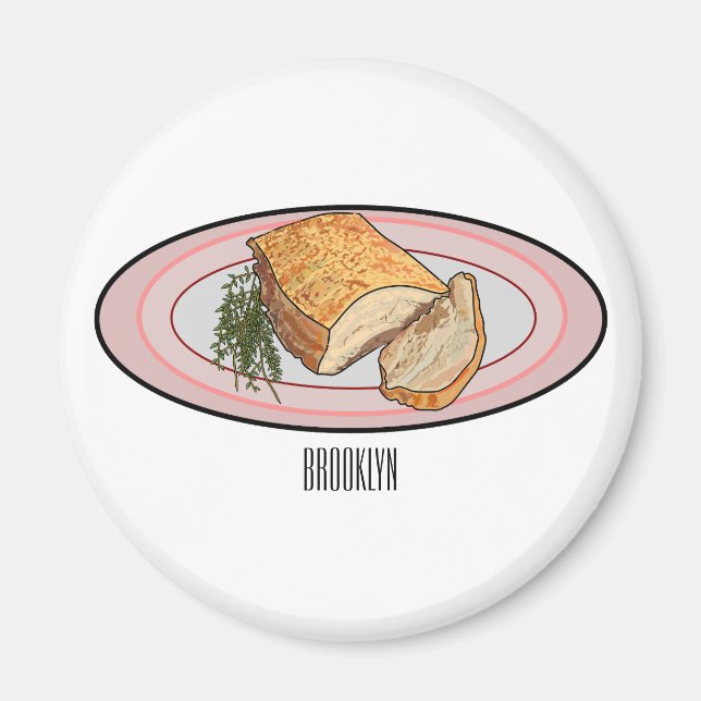 Aimant Illustration du ventre de porc rôti (Devant)