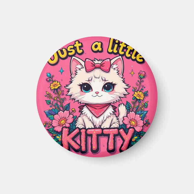 Aimant Illustration d'un adorable chaton blanc (Devant)