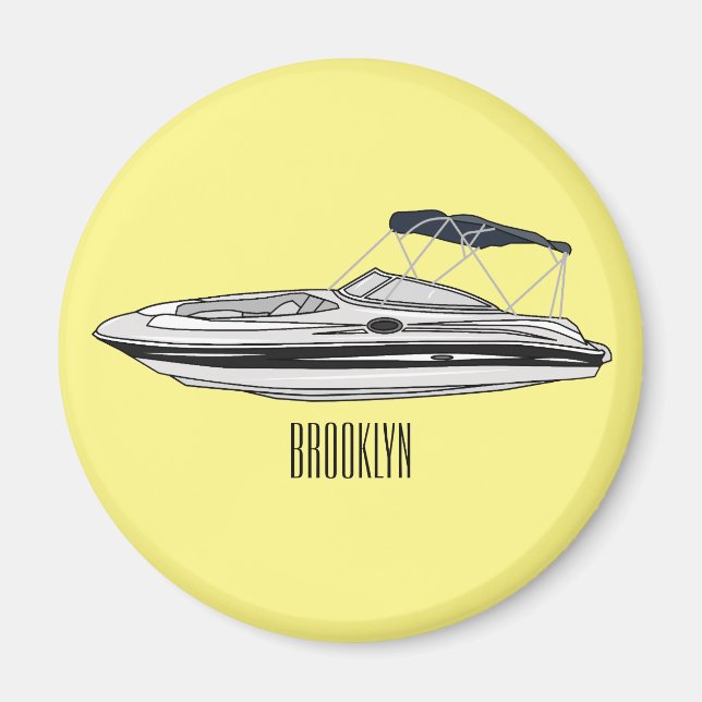 Aimant Illustration d'un bateau à moteur (Devant)