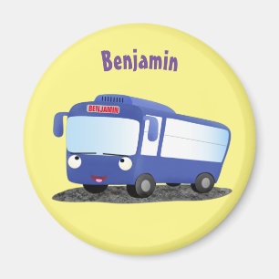 Aimant Illustration d'un bus moderne bleu mignon
