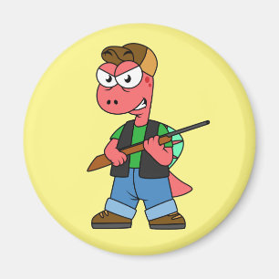 Aimant Illustration D'Un Chasseur De Spinosaure Avec Arme
