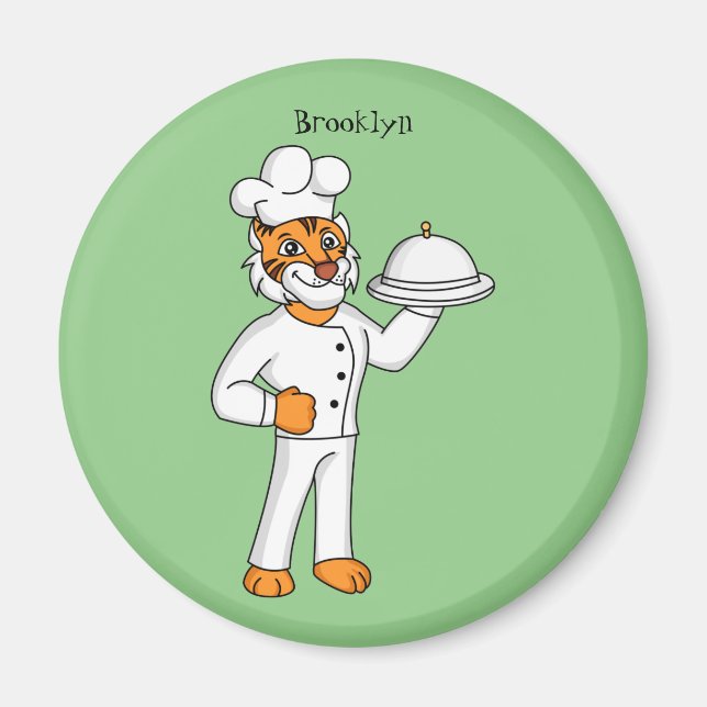 Aimant Illustration d'un chef tigre drôle et mignon (Devant)