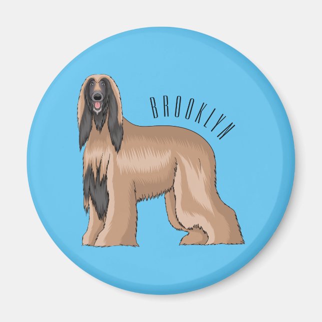 Aimant Illustration d'un chien hound afghan (Devant)