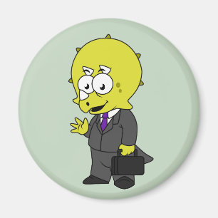 Aimant Illustration D'Un Homme D'Affaires Tricératops.