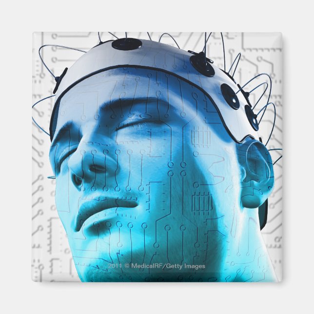 Aimant Illustration d'un homme portant un casquette d'éle (Devant)