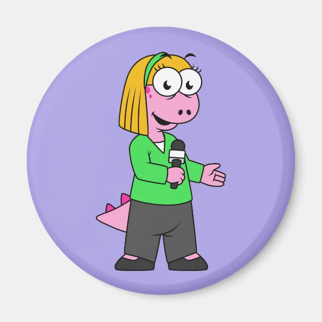 Aimant Illustration D'Un Journaliste D'Allosaurus News. (Devant)