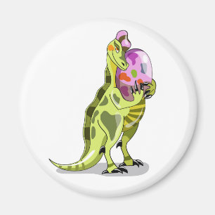 Aimant Illustration D'Un Lambéosaure Portant Un Oeuf.