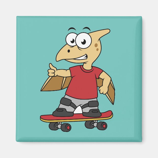 Aimant Illustration D'Un Skateboard De Ptérosaure. (Devant)