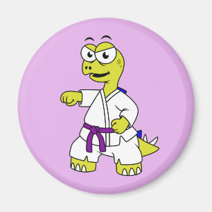 Aimant Illustration D'Un Stégosaurus Pratiquant Le Karaté