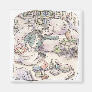 Aimant Illustration d'une femme assise dans une chambre à