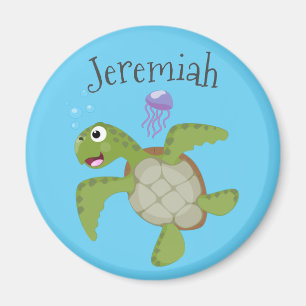 Aimant Illustration d'une tortue de mer verte mignonne