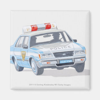 Aimant Illustration d'une voiture de police avec deux pol