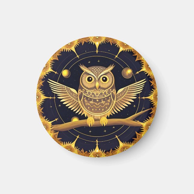Aimant Illustration élégante de hibou nocturne (Devant)