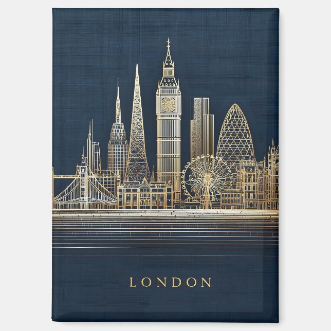 Aimant Illustration élégante de la skyline de Londres en  (Recto)