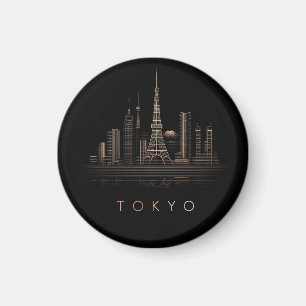 Aimant Illustration élégante de la skyline de Tokyo en or