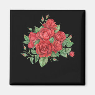 Aimant Illustration florale du Bouquet Red Roses