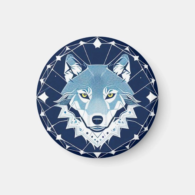Aimant Illustration géométrique d'un loup (Devant)