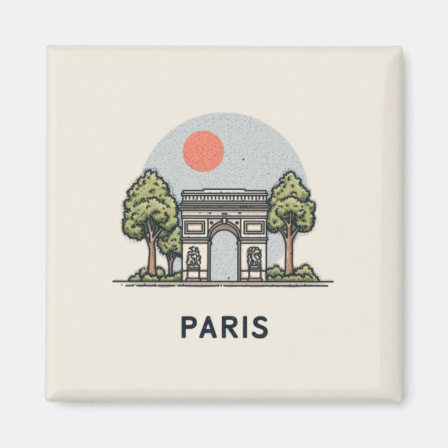 Aimant Illustration mignonne de Paris (Devant)