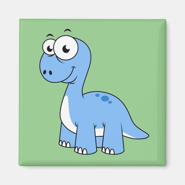 Aimant Illustration Mignonne D'Un Brontosaurus. (Devant)