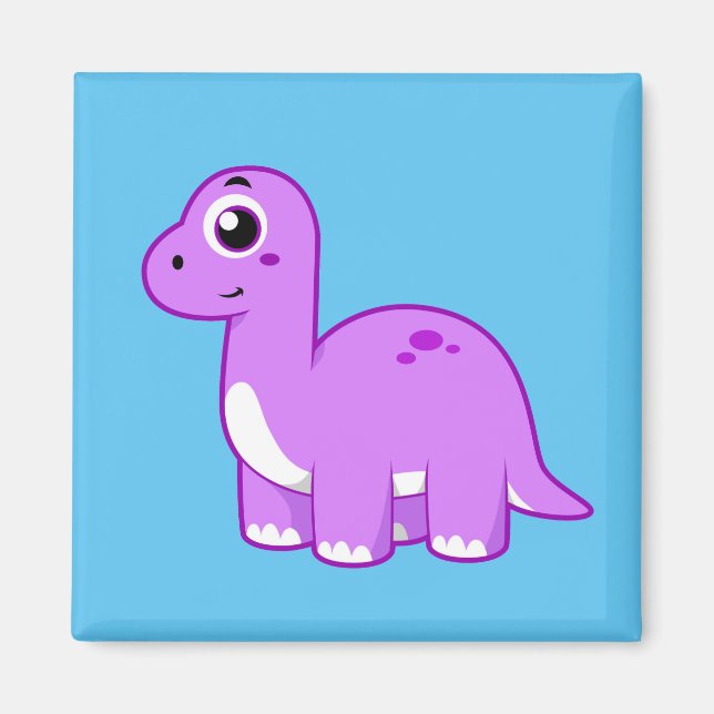 Aimant Illustration Mignonne D'Un Brontosaurus Dinosaure. (Devant)