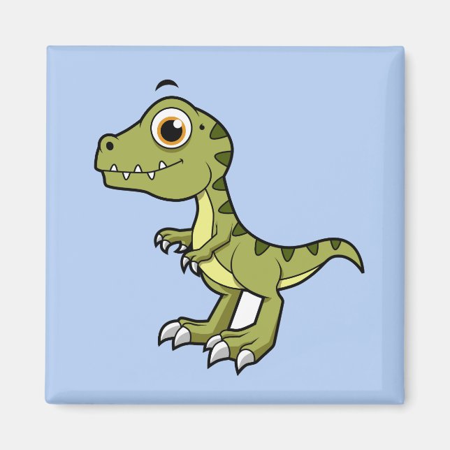 Aimant Illustration Mignonne D'Un Rex Tyrannosaurus. (Devant)