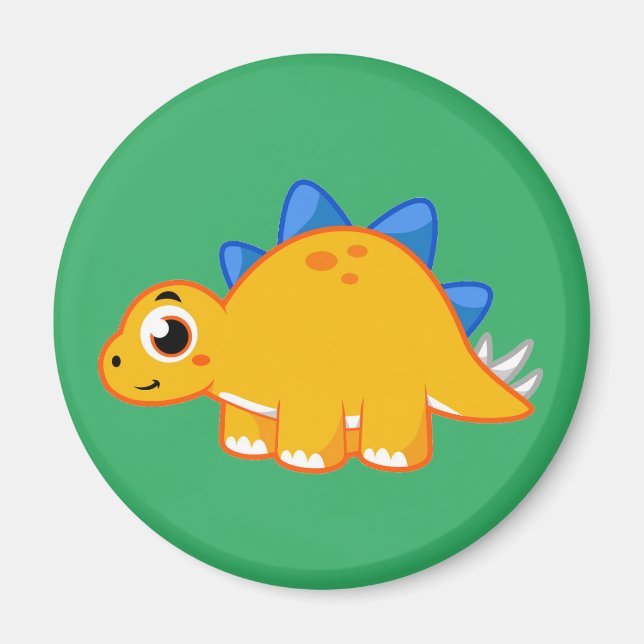 Aimant Illustration Mignonne D'Un Stegosaurus. (Devant)