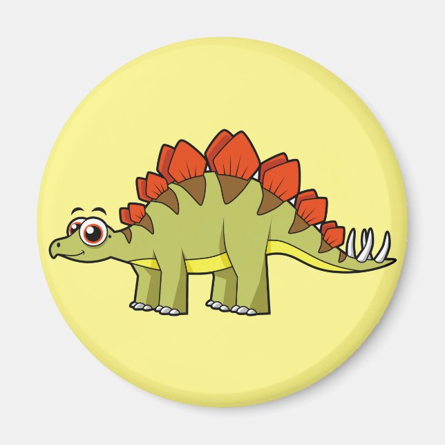 Aimant Illustration Mignonne D'Un Stegosaurus Dinosaure. (Devant)