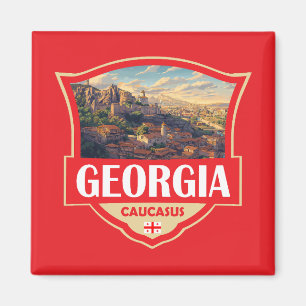 Aimant Illustration Rétro Badge de Géorgie