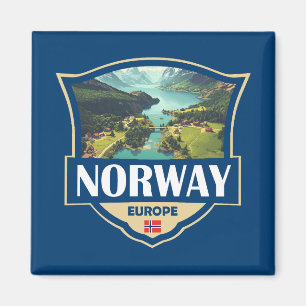 Aimant Illustration Rétro Badge Norvège