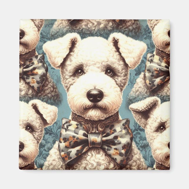 Aimant Illustration Retro Bedlington Terrier (Devant)