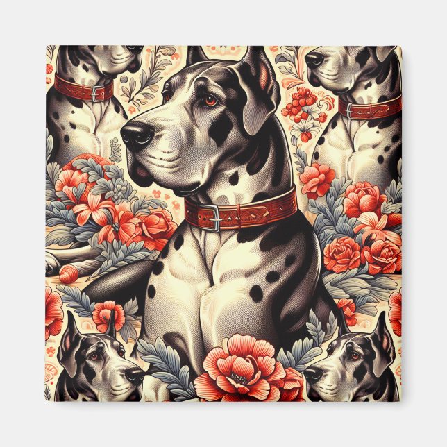 Aimant Illustration Retro Great Dane (Devant)