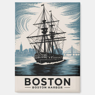 Aimant Illustration rétrospective du port de Boston Tall 