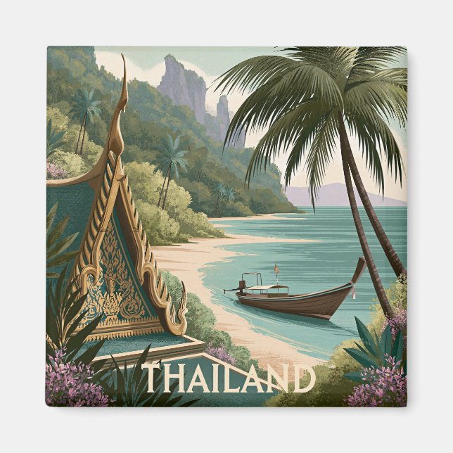 Aimant Illustration Tropicale Thaïlande (Devant)