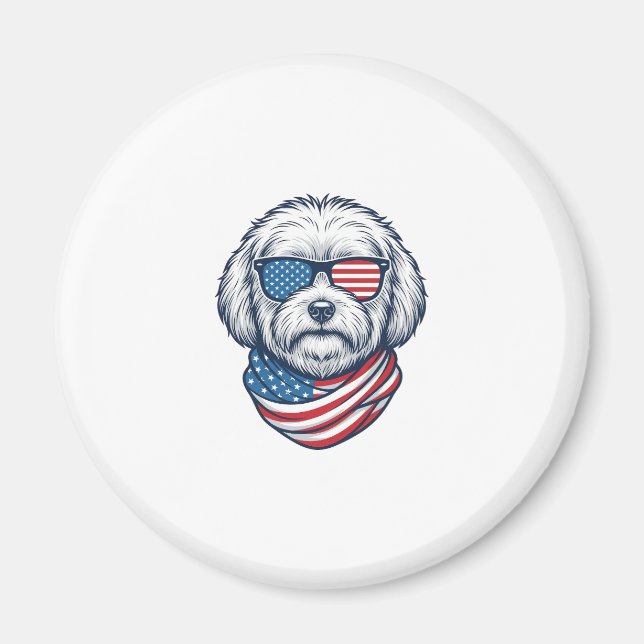 Aimant Illustration vectorielle de chien duveteux patriot (Devant)