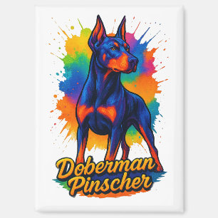 Aimant Illustration vibrante de Doberman Pinscher dans le